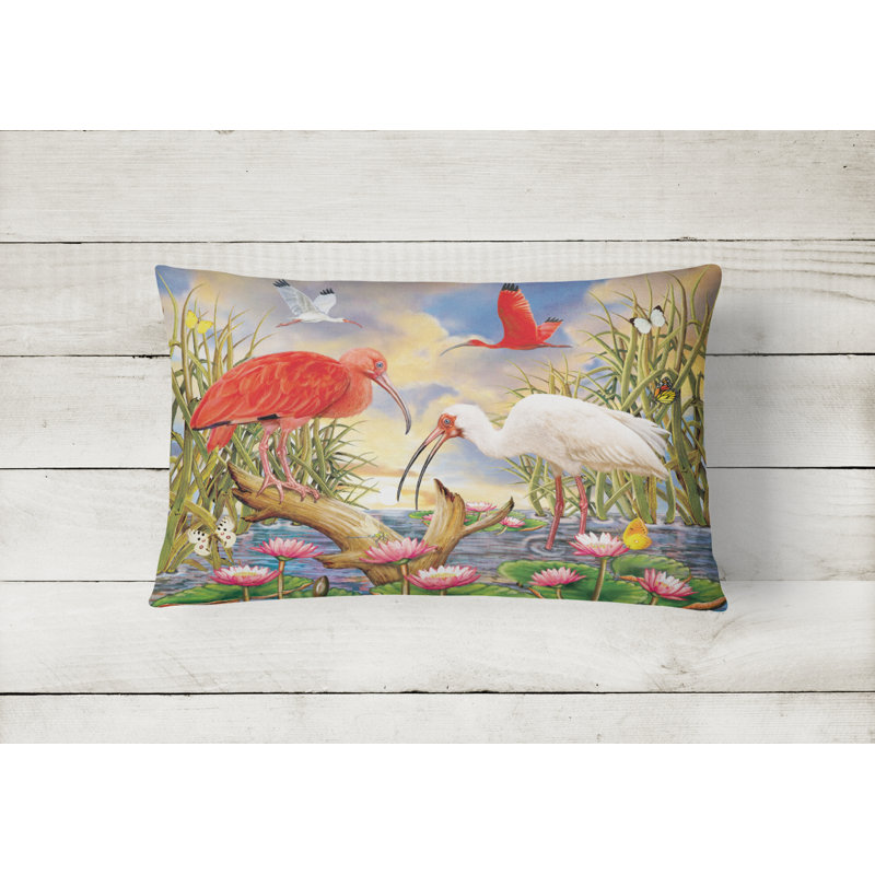 Outdoor Throw Pillow, Scarlet and White Ibis