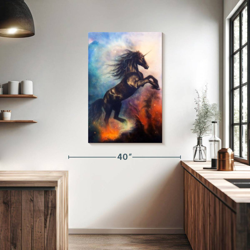 Kelan Cosmic Black Unicorn, 39" H x 26" W