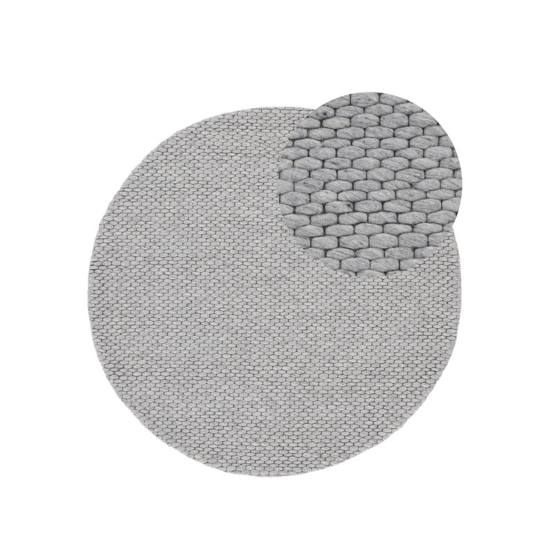 Handgefertigter Wollteppich Aus In Grau Wool Hand Loomed Area Rug, Round 120cm