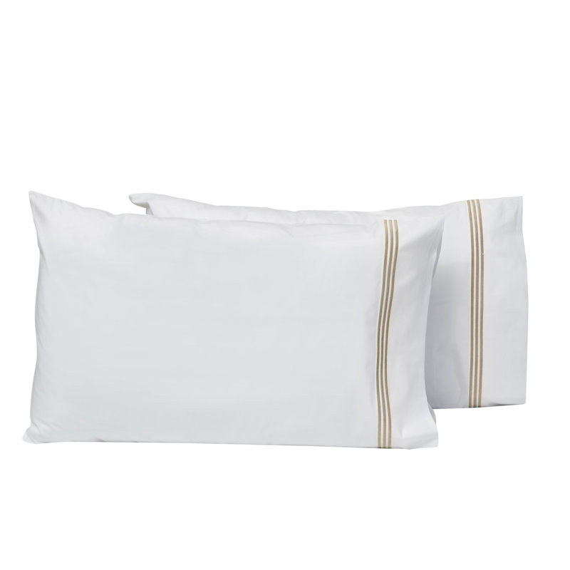 Platinum Pillow Case, Standard Pillowcase, White/Taupe