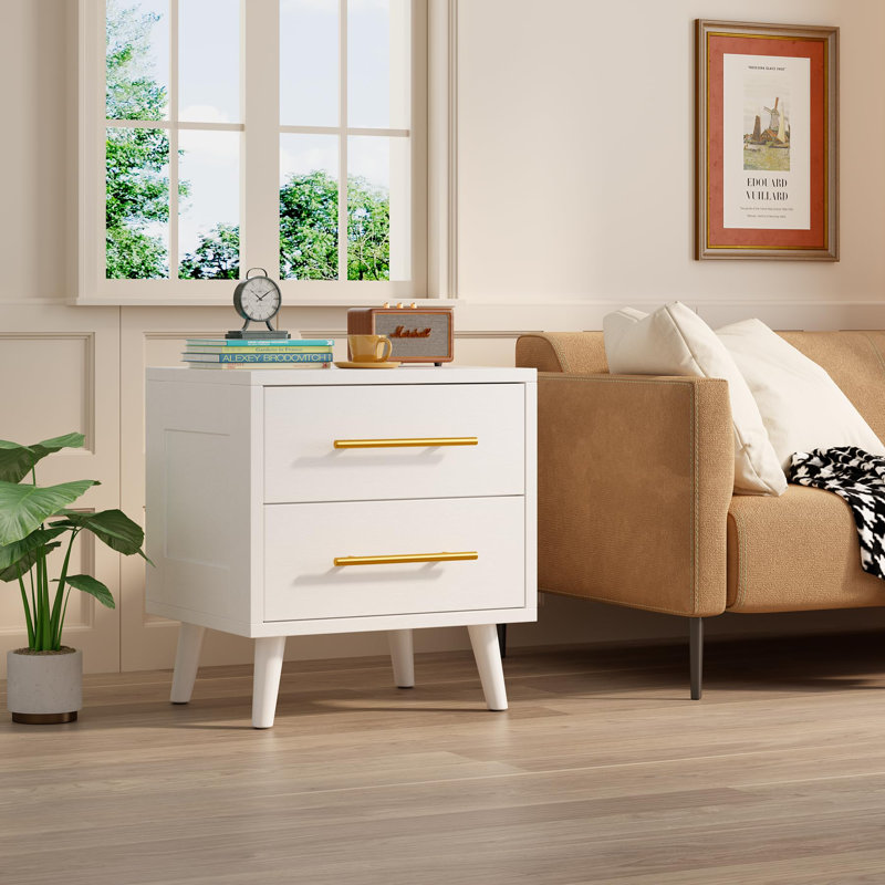 Kinlen 18.2'' W 2 -Drawer Nightstand with non-slip rubber pads, (Set of 2）, White