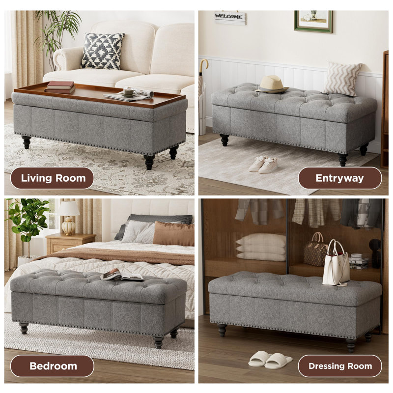 Storage Ottoman Bench With Flipping Lid
