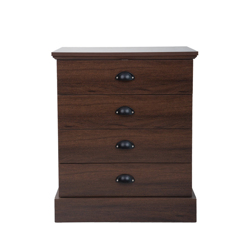 Bantham Walnut 4-Drawer Wood Nightstand, Walnut