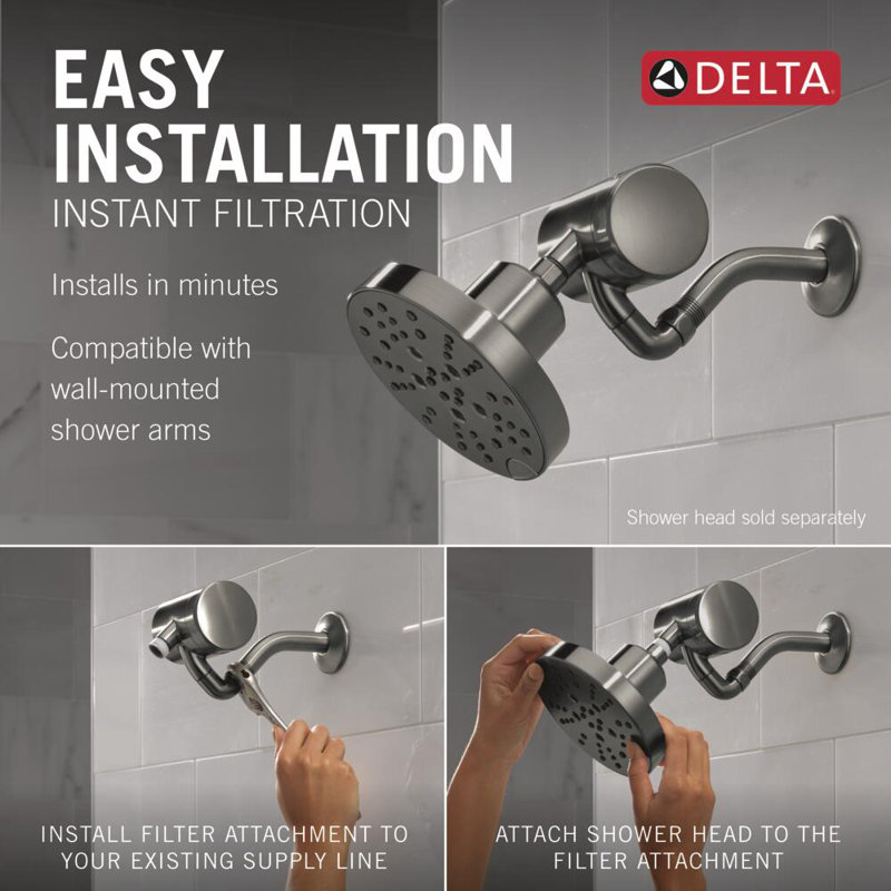 Clarifi Premium Shower Filter Attachment with Filter, Black Stainless