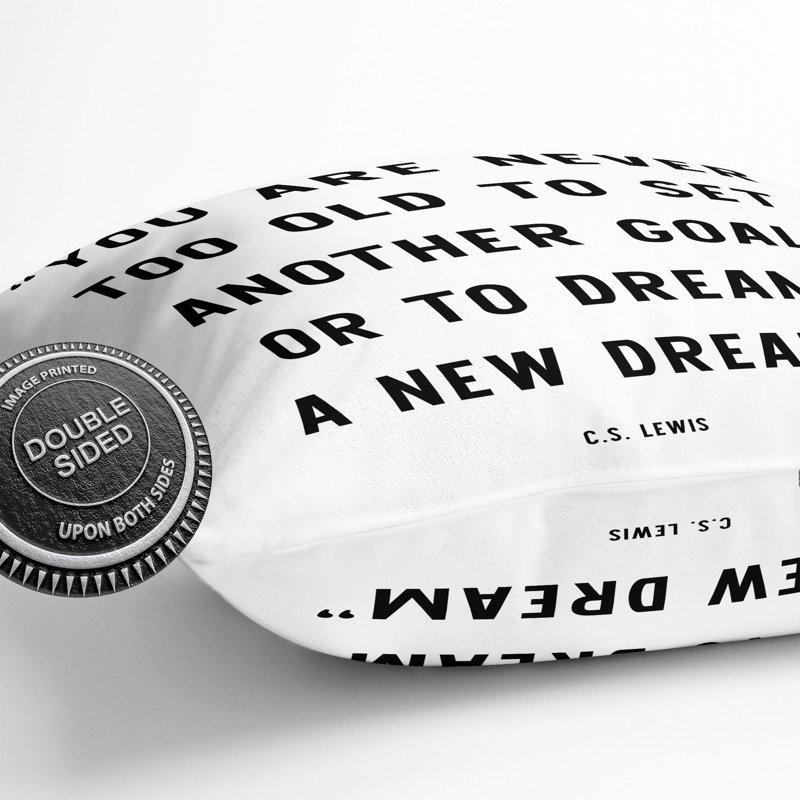 Dream A New Dream Typography Square Throw Cushion, 40cm H x 40cm W x 15cm D