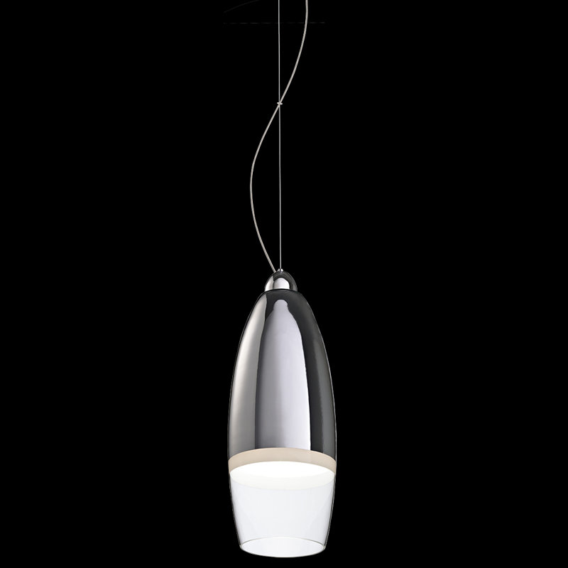 Mini-luminaire suspendu 1 lumière Fosca, argent