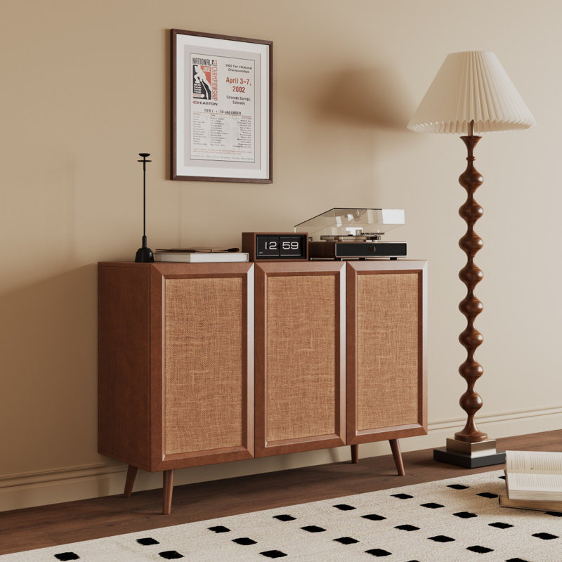 Meuble télé de rangement avec porte et tablettes Cradenza