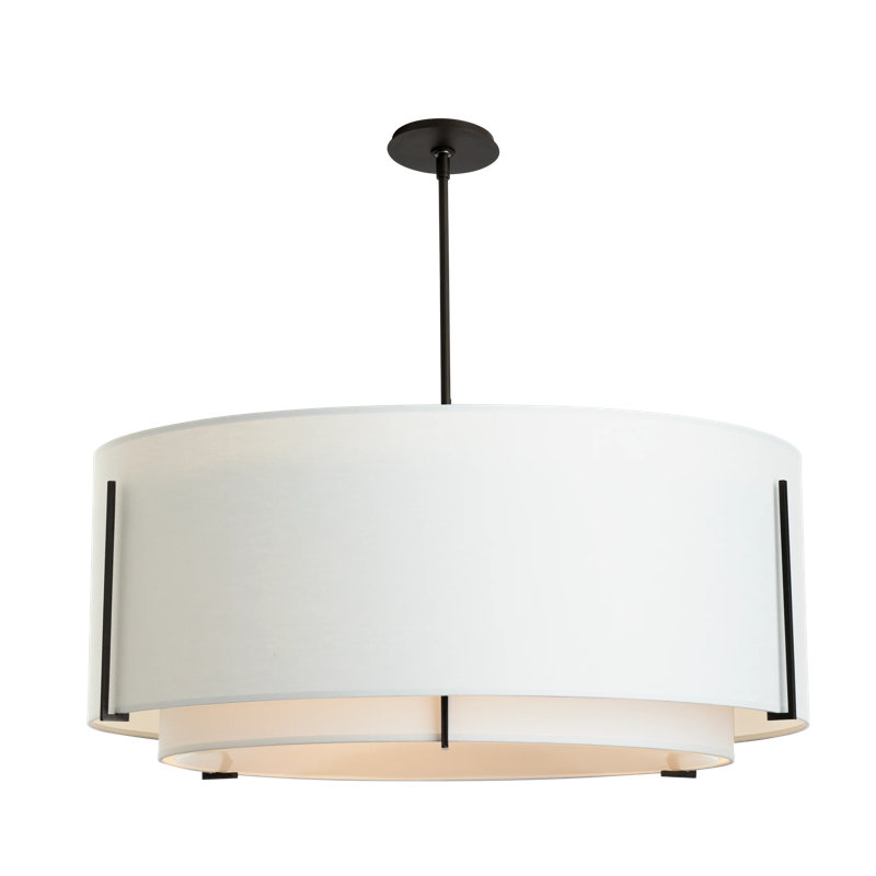 Lustre tambour Exos, Lin, H 81,5 po x l 37,2 po x P 37,2 po, Blanc