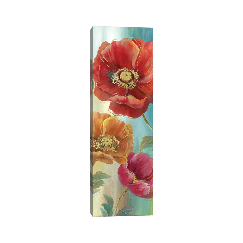 Poppy Panel Red II 1 Piece Wrapped Canvas Panoramic Painting, 121.92cm H x 40.64cm W x 1.91cm D