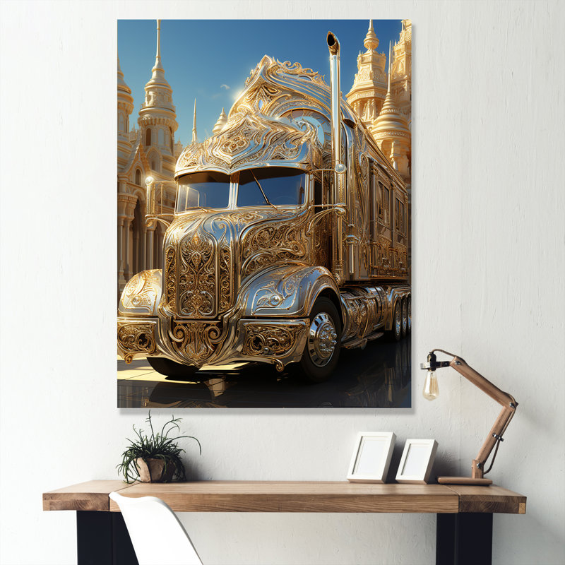 «Golden Semi Truck Dream» sur impression sur toile, Toile tendue, H 20 po x l 12 po x P 1 po