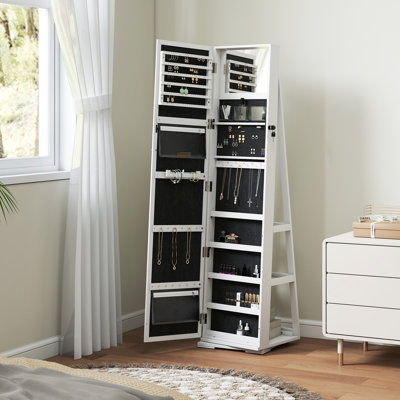 Armoire à bijoux pivotante à 360 ° avec petit miroir intégré