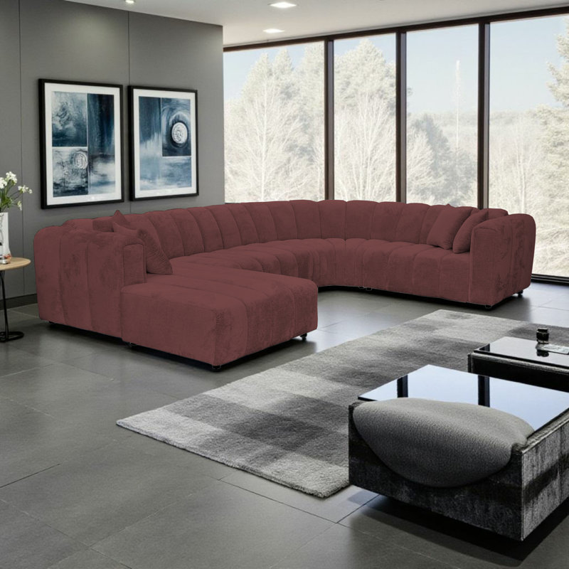 5 Seater Corner Sofa, Right Hand Facing, Red