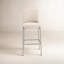 Tabouret de comptoir Vin Dion en cuir synthétique brun clair et métal nickel brossé-43524222