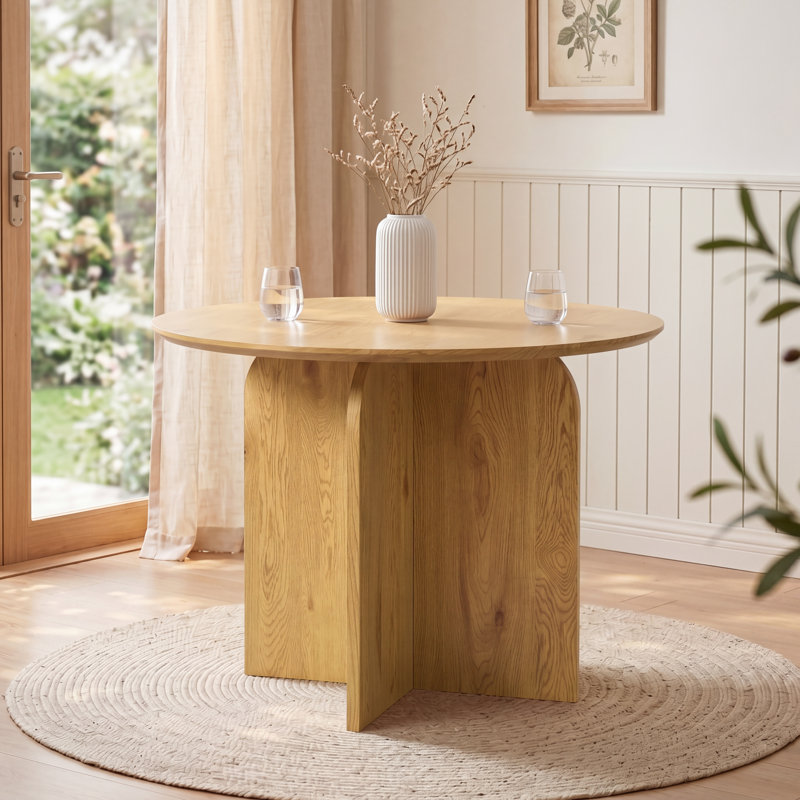 Round Dining Table, Natural Wood