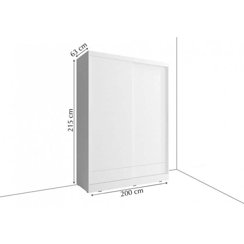 Emuel 2 Door Manufactured Wood Wardrobe, White Matte