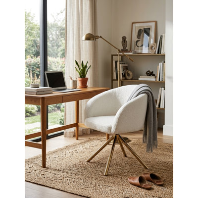 Fauteuil blanc Constante avec pieds dorés