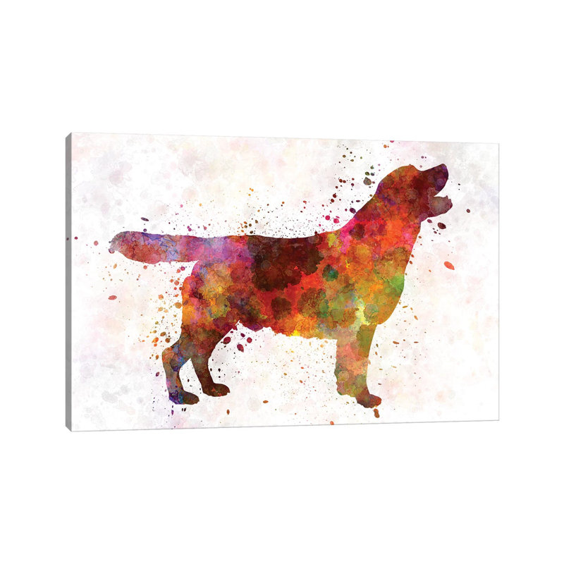 Labrador Retriever In Watercolor par Paul Rommer - peinture sur toile tendue, H 8 po x l 12 po x P 0,75 po