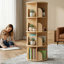 Bibliothèque rotative à 4 niveaux, bibliothèque sur pied ronde avec rangement pivotant à 360 °, étagère en bois pour livres, décorations et jouets