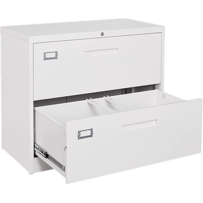 Karanicas 35.4'' Wide 2 -Drawer Steel File Cabinet, White