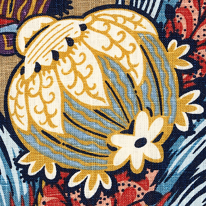 Zanzibar Linen Print Fabric, Cerulean