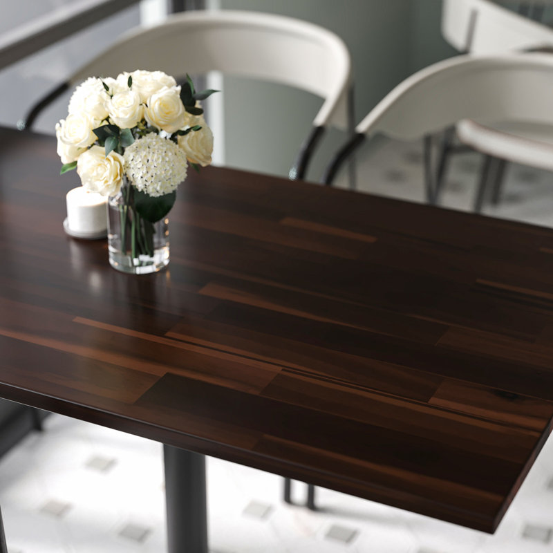 Plateau de table teint espresso Hevea de 55 po de long x 28 po de large x 1 po d'épaisseur, Espresso