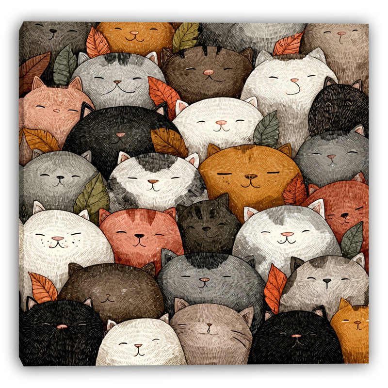 «Autumn Cat Crowd III», art mural sur toile tendue, H 40 po x l 40 po, 2