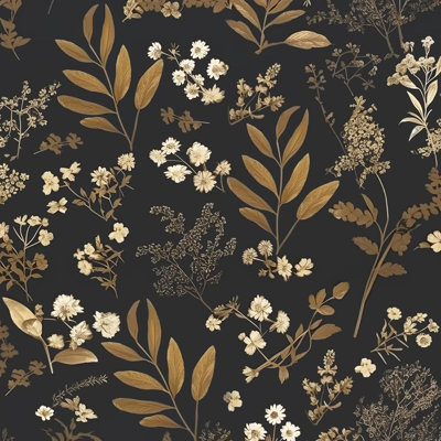 Papier peint floral noir auto-adhésif Boho
