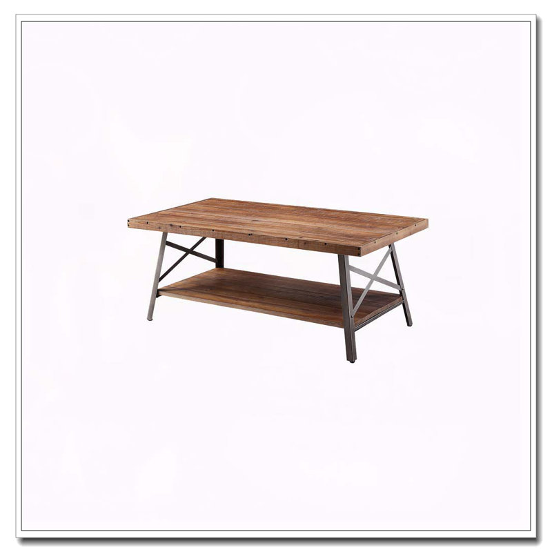Table basse avec rangement en chêne patiné et sable noir