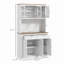 Armoire de rangement pour garde-manger de 71 po de hauteur avec support pour micro-ondes, buffet autoportant avec huche, 2 tiroirs, 5 portes, tablettes réglables et portes en verre pour la cuisine, la salle à manger