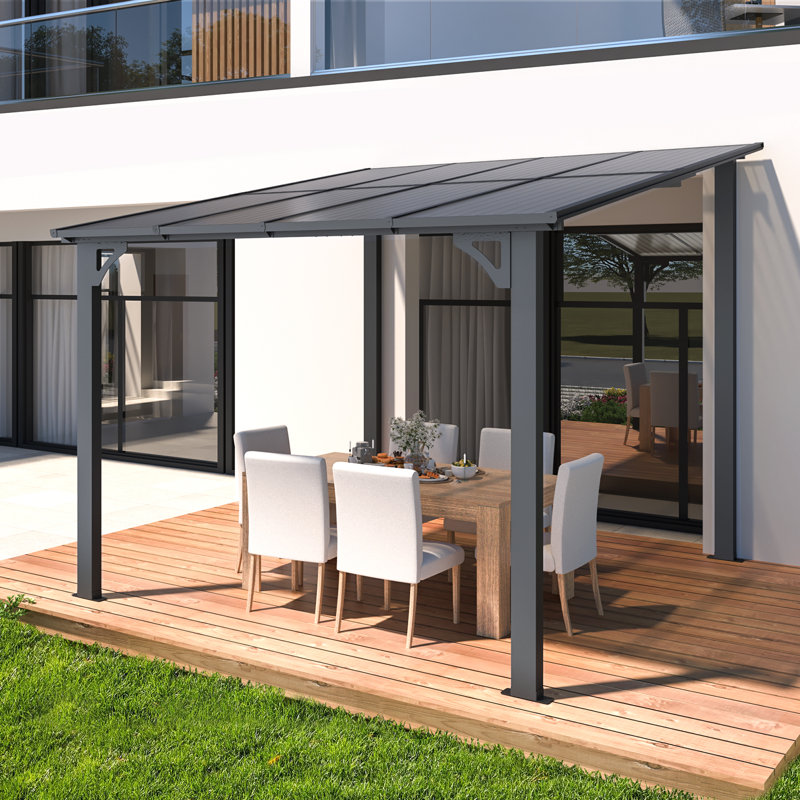 Mandalc Aluminum Pergola with Canopy, 243.84cm x 243.84cm, Black