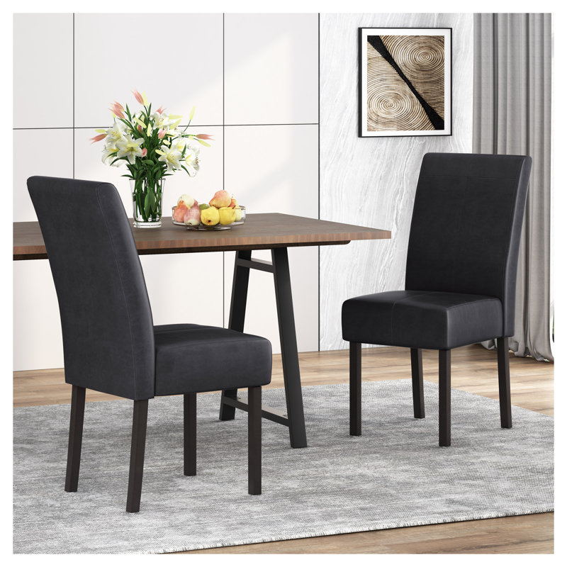 Ensemble de 2 chaises de salle à manger en cuir de polyuréthane noir moderne pertica, Noir
