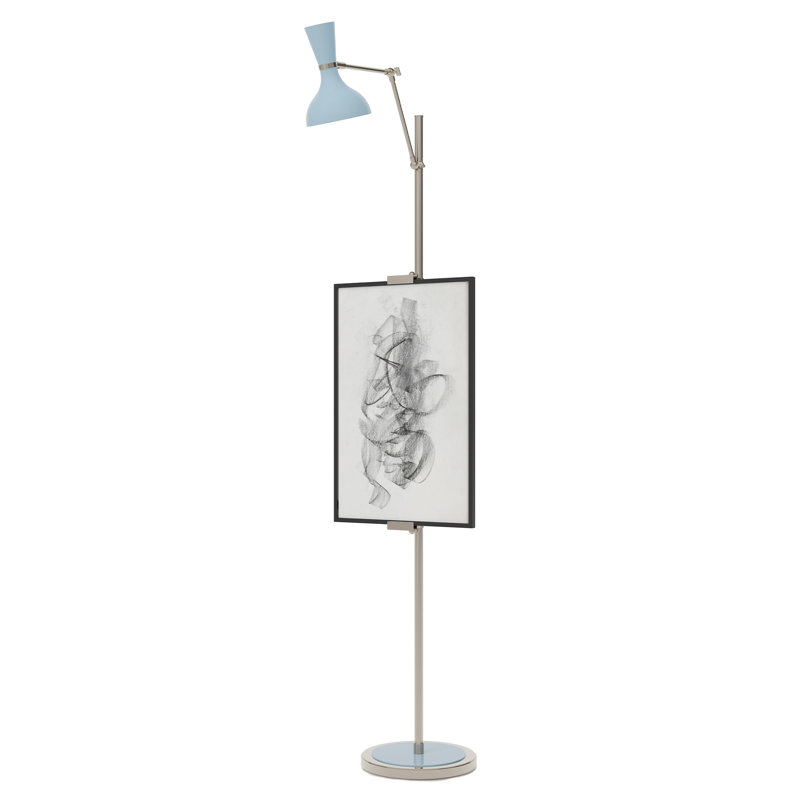 Clare Easel Floor Lamp, Baby Blue, Polished Nickel
