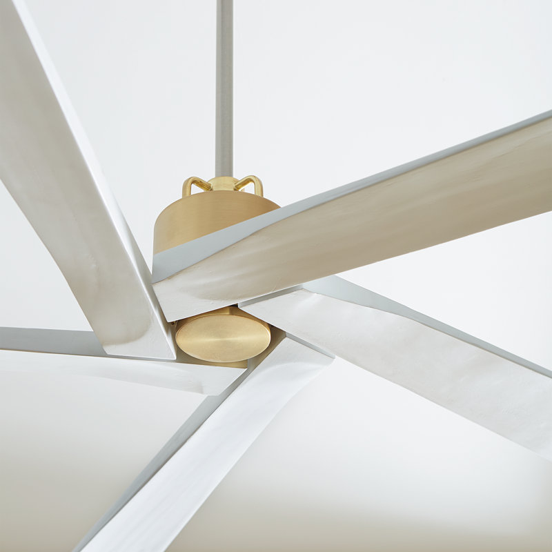 Ventilateur de plafond standard à 5 pales 70 pouces avec télécommande Adalai, Laiton bruni avec pales blanc mat