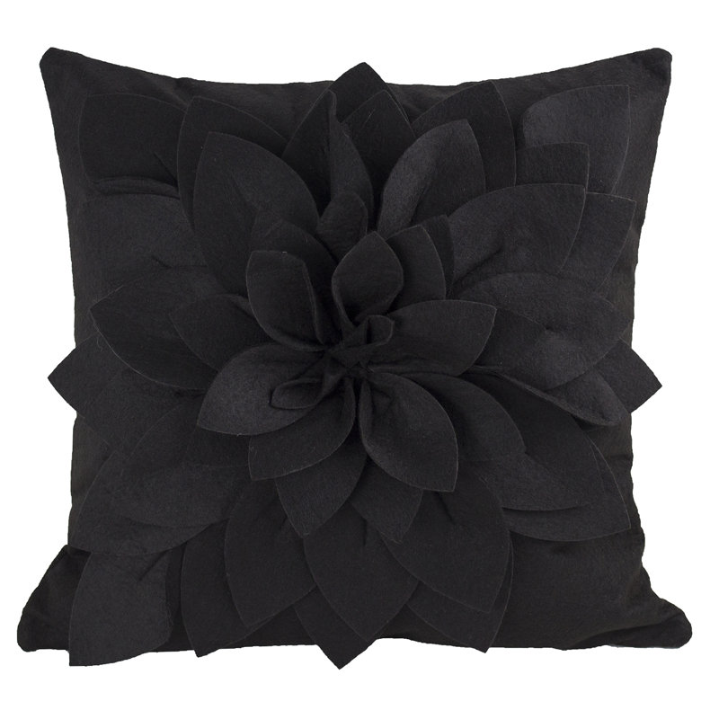 Housse et insert de coussin décoratif carré en polyester Sara's Garden, Noir