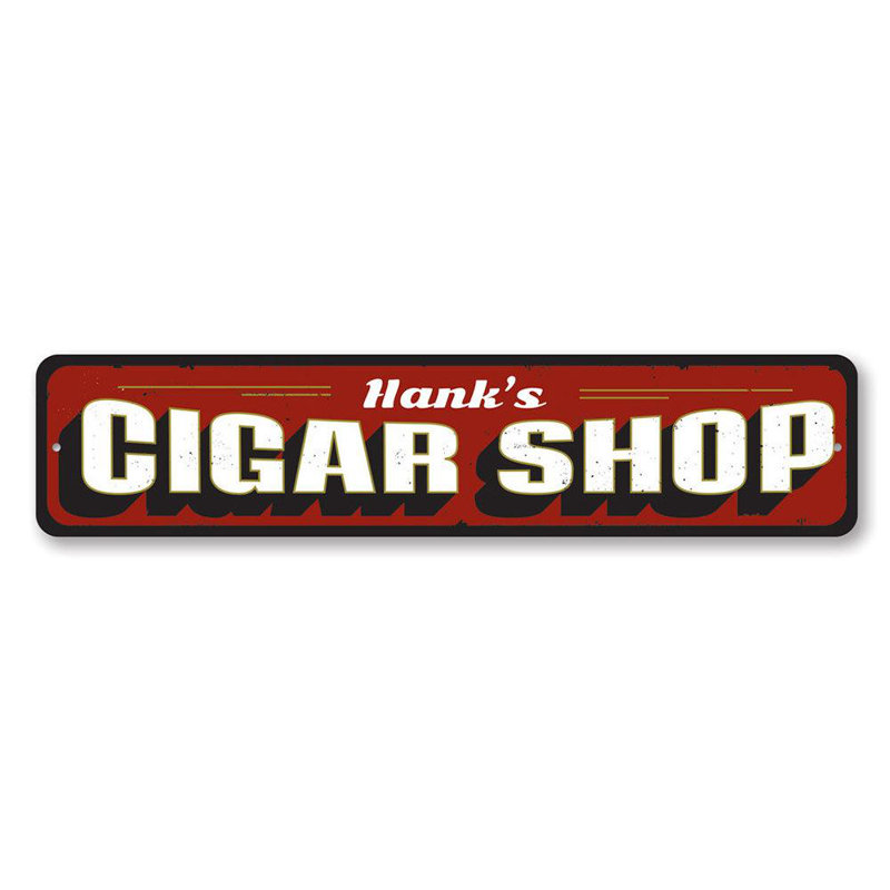 Enseigne de cigare en métal, H 4 po x l 18 po x P 0,04 po