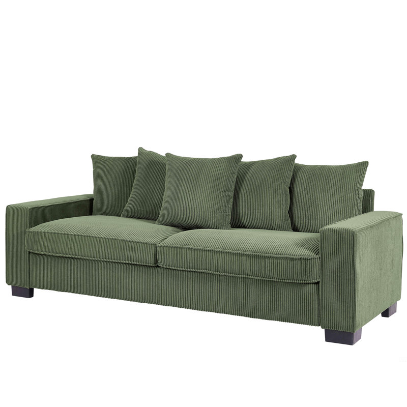 Canapé en velours côtelé avec 5 coussins assortis, Vert