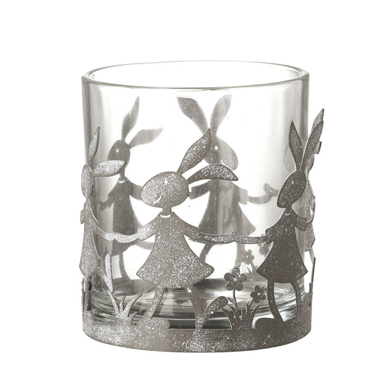 Glass, Metal Tabletop Tealight Holder