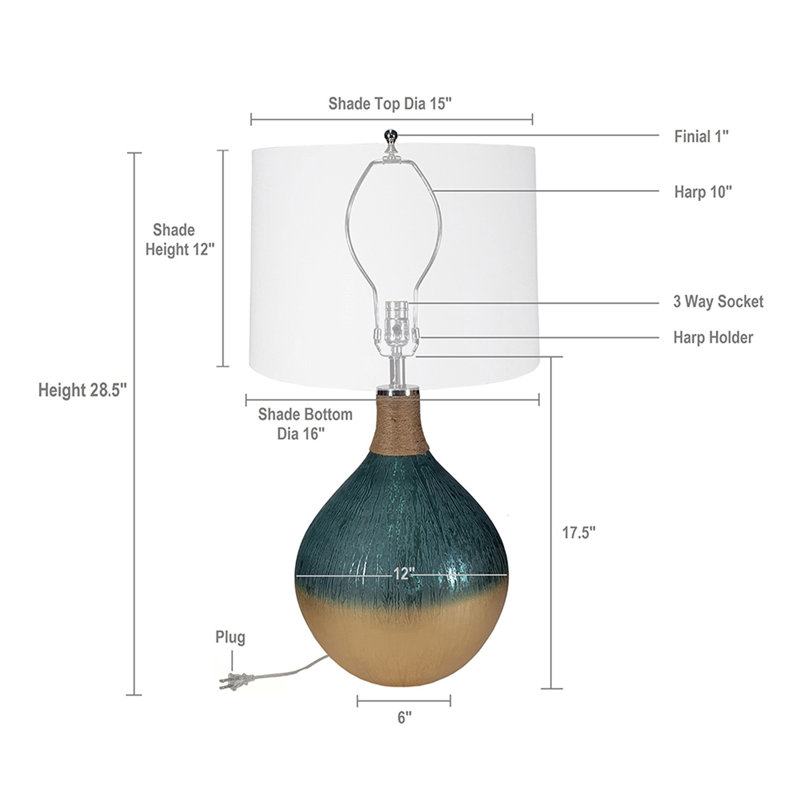 D16x28.5" Glass Table Lamp