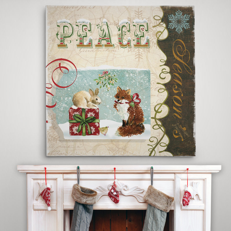 «Vintage Tag Fox Rabbit», impression, H 16 po x l 16 po x P 1,5 po, Toile tendue