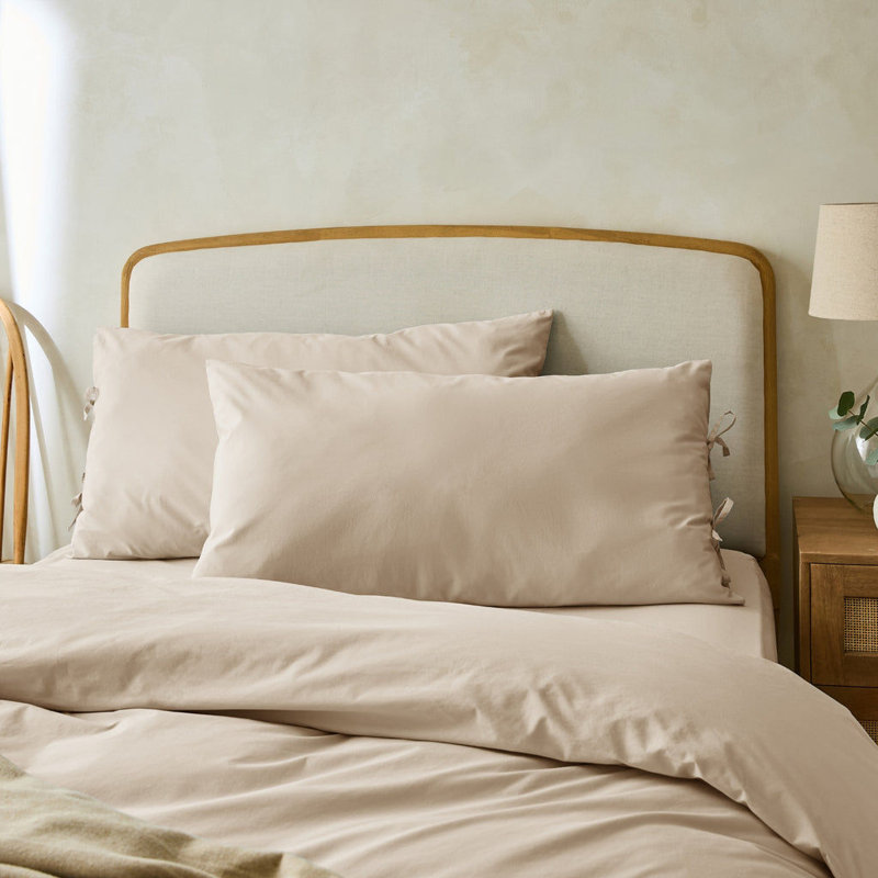 Stiliana 300 Thread Count Superking Pillowcase Pair with Tie Hem, Stone