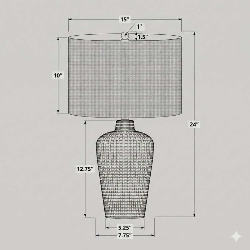Éclairage, lampe de table, H 24 po, céramique noire, abat-jour noir, contemporain