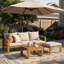 Ensemble de conversation pour patio 3 pièces - Canapé modulaire relaxant avec structure et coussins en bois massif - Brun naturel