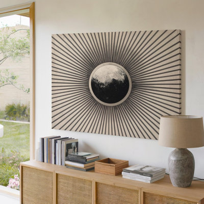 Art mural sur toile abstrait soleil levant, toile géométrique, éclipse solaire, prêt à accrocher, galerie, décoration intérieure, conception moderne, qualité supérieure