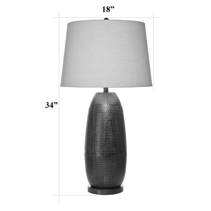 Lampe de table hydrocal peinte à la main avec interrupteur à 3 voies Mehrab, 34 po, base beige et cuivre, Cuivre