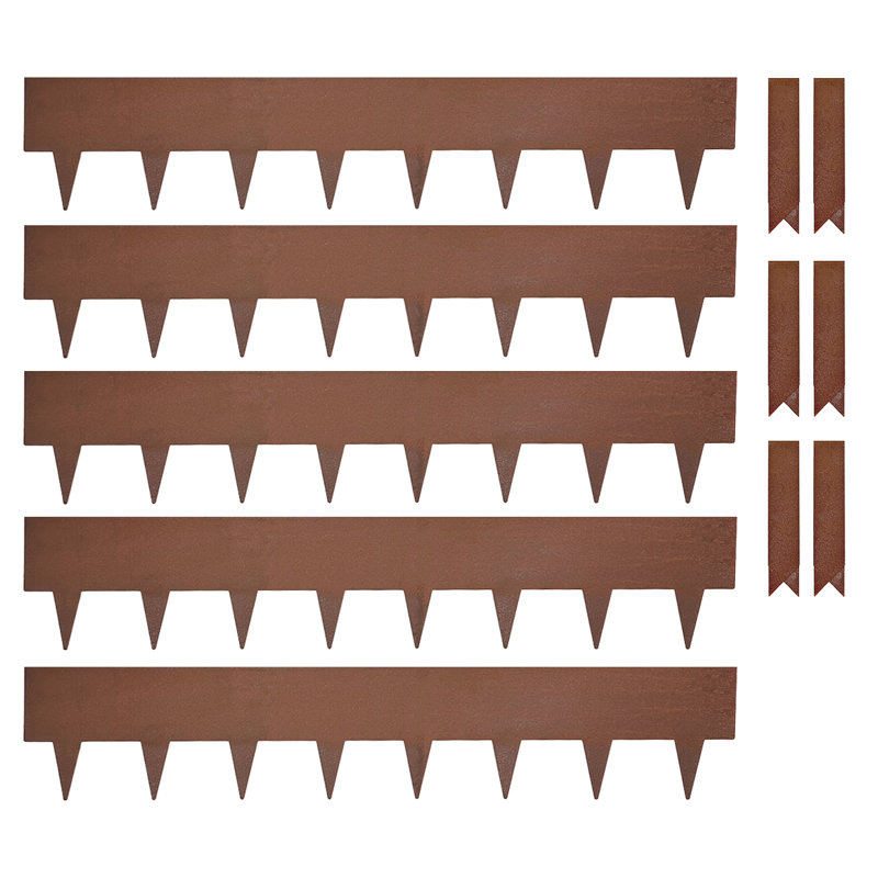 METAL BORDERS 20CM 101cm H x 20cm W Metal Lawn Edging, Rust