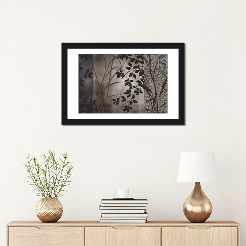 «Silver Whispers I», reproduction d'impression sur toile tendue, H 16 po x l 24 po x P 1 po, Papier d'art encadré noir, Blanc
