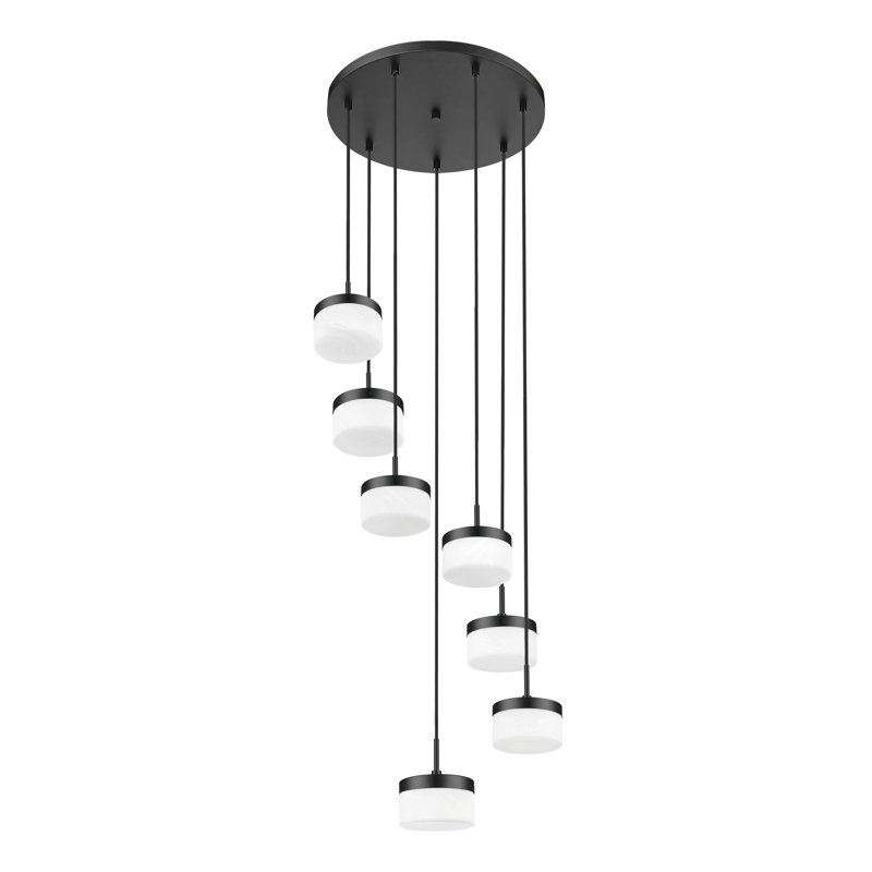 Lustre noir mat 7 lumières Renaud, Noir mat