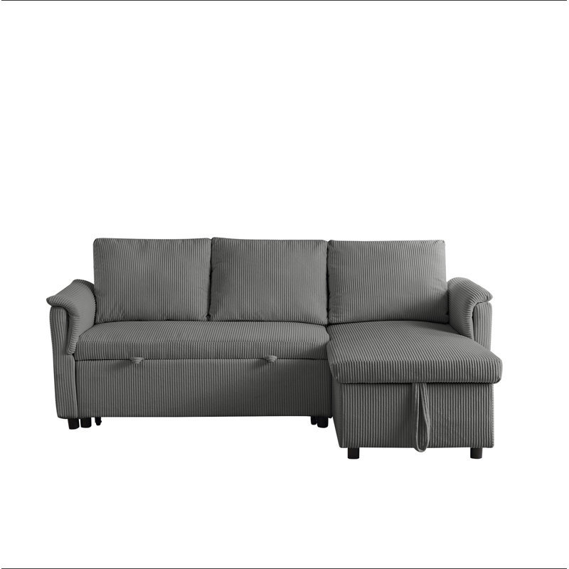 Canapé-causeuse avec méridienne et canapé-lit modulaire en L avec méridienne et rangement, Gris