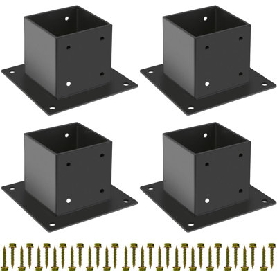 4×4 Post Base 4 Pcs,Deck Post Brackets,Inner Size 3.5"x3.5" Thick Steel Fence Post Anchor Base