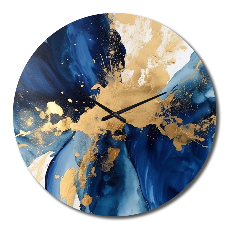 Horloge murale en métal foncé foncé et doré, Moyenne
